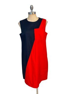 Kate Spade Saturday Colorblock Navy Red Shift Dress Size 10 NWT